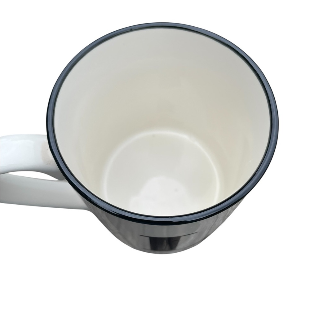 Threshold Stonewear Mug White with Black Trim Initial L in Black with Gold - Picture 2 of 6